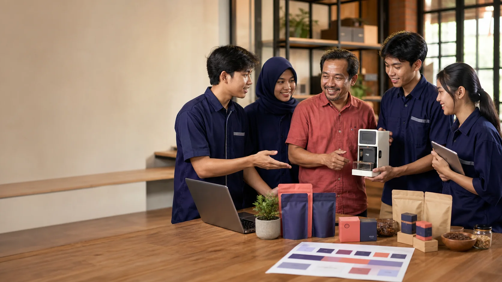 Siswa mempresentasikan produk digital kepada pemilik usaha dan mentor
