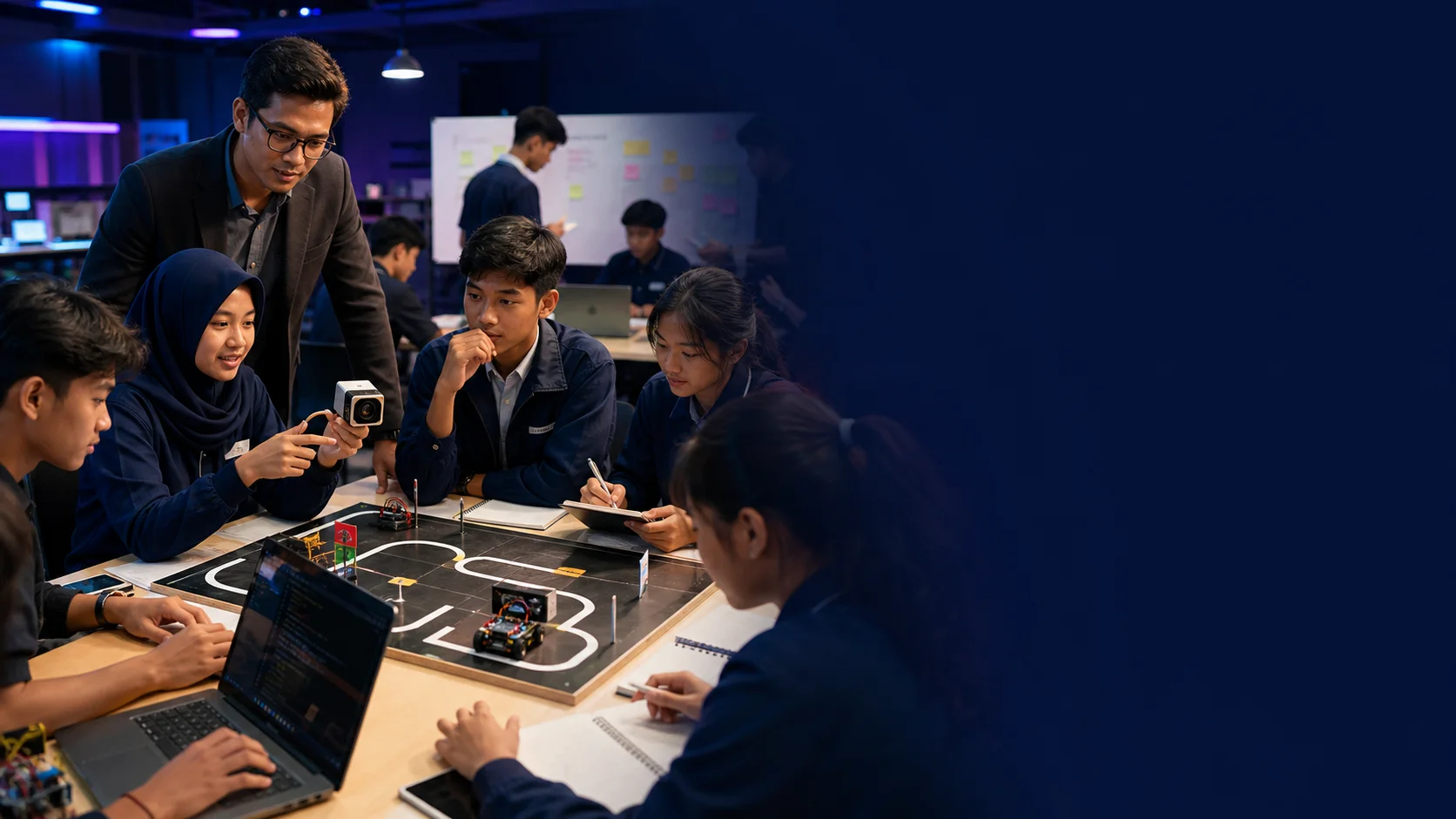 Siswa mengembangkan proyek robotika bersama guru pendamping